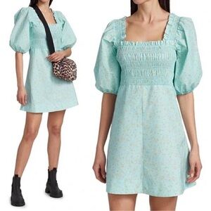 Ganni Organic Cotton Smocked Dress